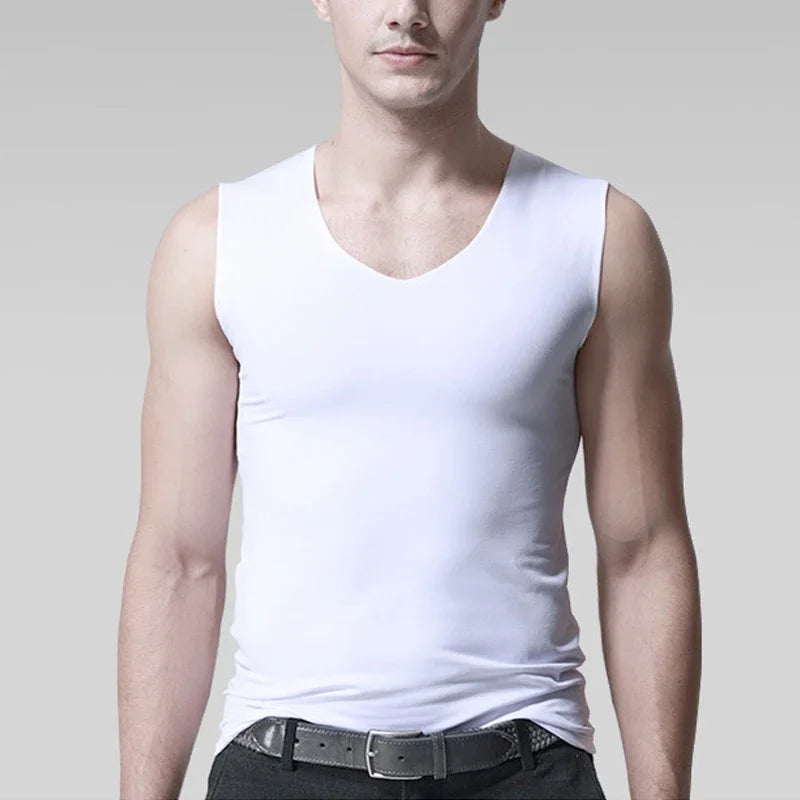 Men's Sleeveless T-shirt Vest Sports Ice Silk Fitness Undershirts Underwears Slim Fit Top Sports Sleeveless Breathable Singlet Qme WT 5XL