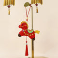 Cute Zodiac Horse Pendant Red Car Keychain Pendant Embroidery Doll Mascot New Year Chinese Style Gifts Decoration Accessories Qme A1