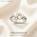 Freshwater Pearls with White Stones Ring Europe Style New Fine Jewerly Trendy Gift In 925 Sterling Silver For Women Qme 7