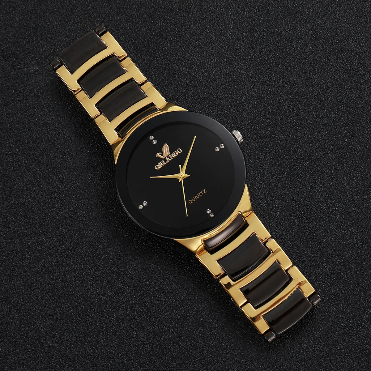 4PCS Fashion Men Business Watches Jewelry Set Luxury Rhinestone Male's Quartz Wristwatch Reloj Hombre (Without Box) Qme