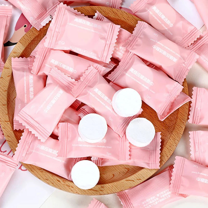 20/50PCS Mini Compressed Towel Disposable Capsules Towels Magic Face Care Tablet Outdoor Travel Cloth Wipes Paper Tissue Qme
