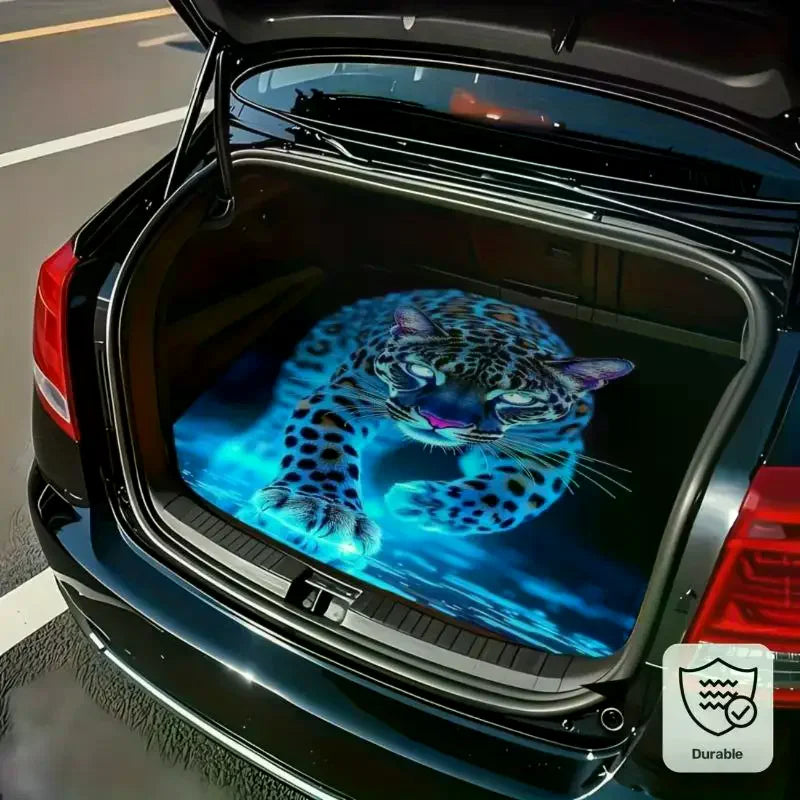 Blue Cheetah Print Car Trunk Mat Suitable All-weather Cargo Lining Qme