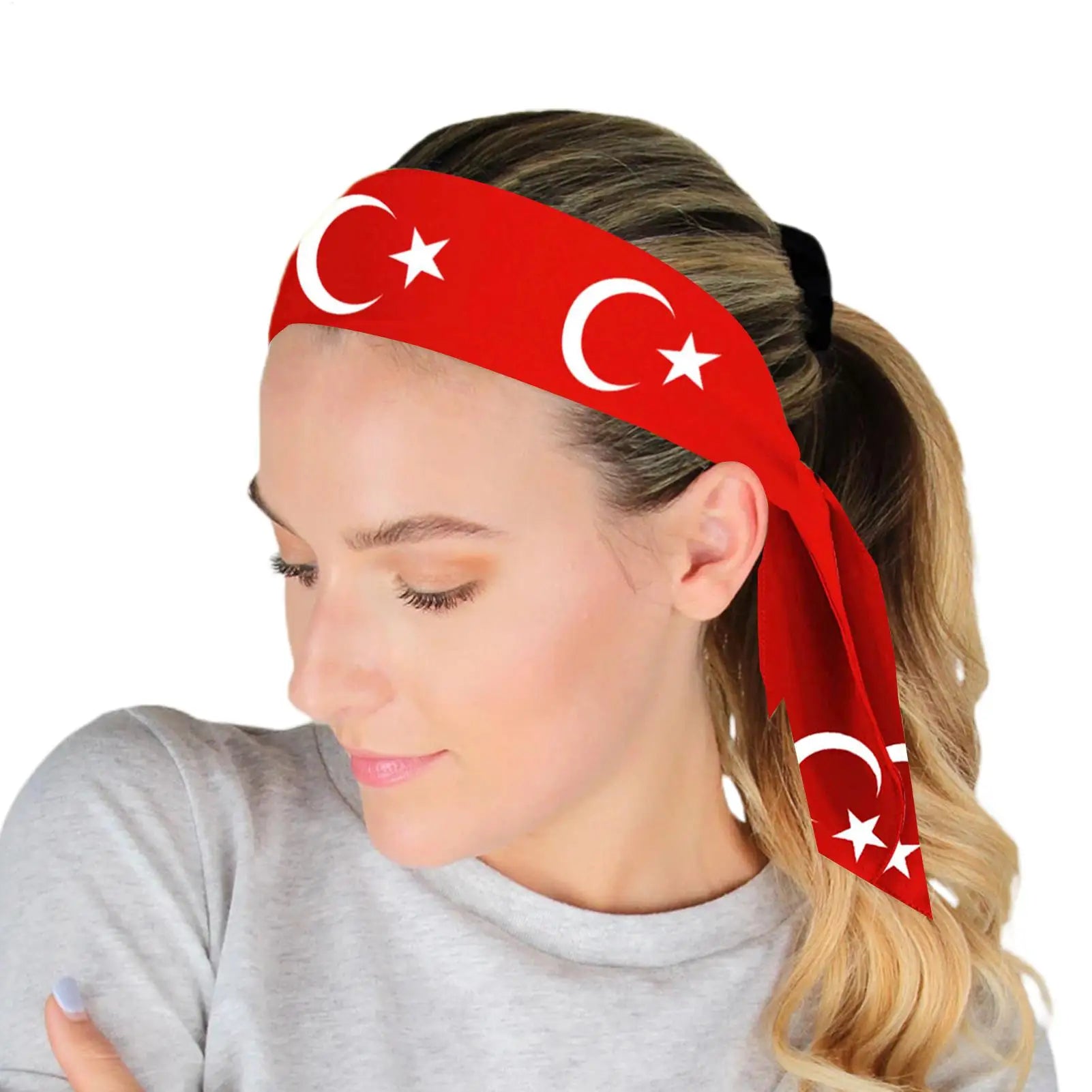 1pcs Running Headbands Turkey Flag Tie Running Headbands Breathable Female Sports Headscarf For Running Football Yoga Hiking Qme