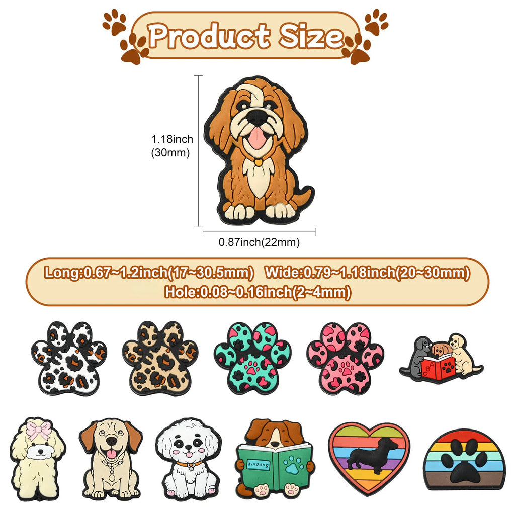 PandaHall 12Pcs Dog Silicone Focal Beads Pet Animal Puppy Silicone Beads Dog Paw Rubber Beads for Beaded Lanyards Jewelry Making Qme
