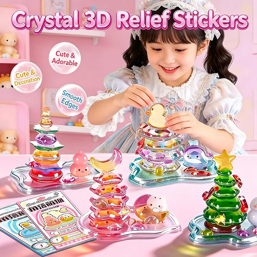 3D Embossed Stickers-3D Handmade DIY Layered Solid Relief Stickers New Cute Desktop & Windowsill Ornament Children's Day Gifts Qme