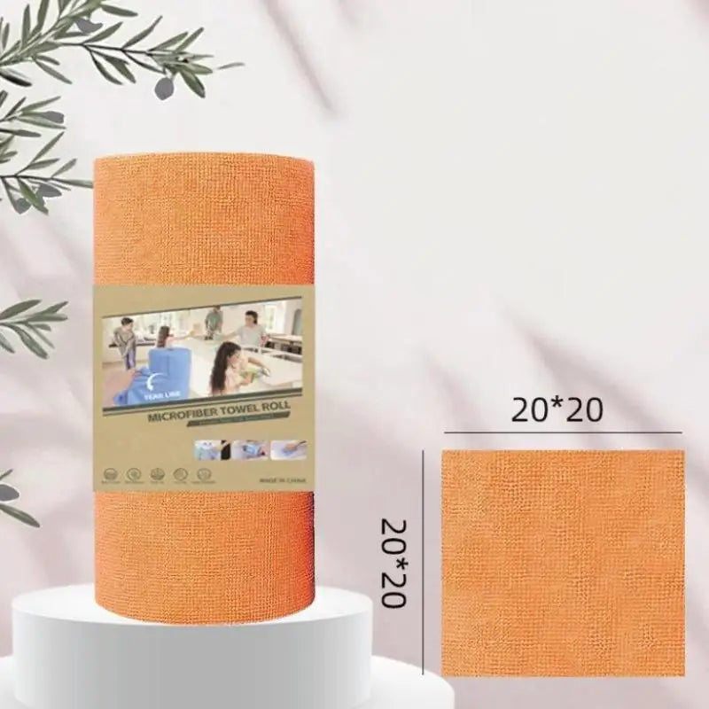 Kitchen Towels Microfiber Cleaning Cloths Reusable Lint-free 1 Roll Qme Orange