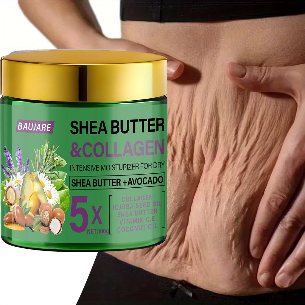 Shea Butter & Collagen Face Cream - Intensive Moisturizer for Dry Skin with Avocado & Hyaluronic Acid Qme