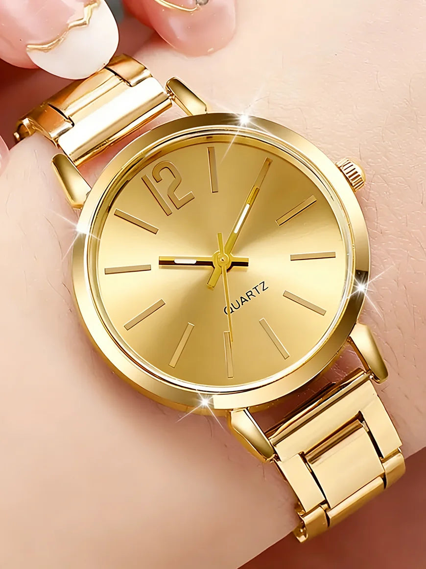 Ladies Casual Fashion Quartz Watch And Hollow out Jewelry Set Suitable for Daily Wear Holiday Outfits Birthday Gifts Qme