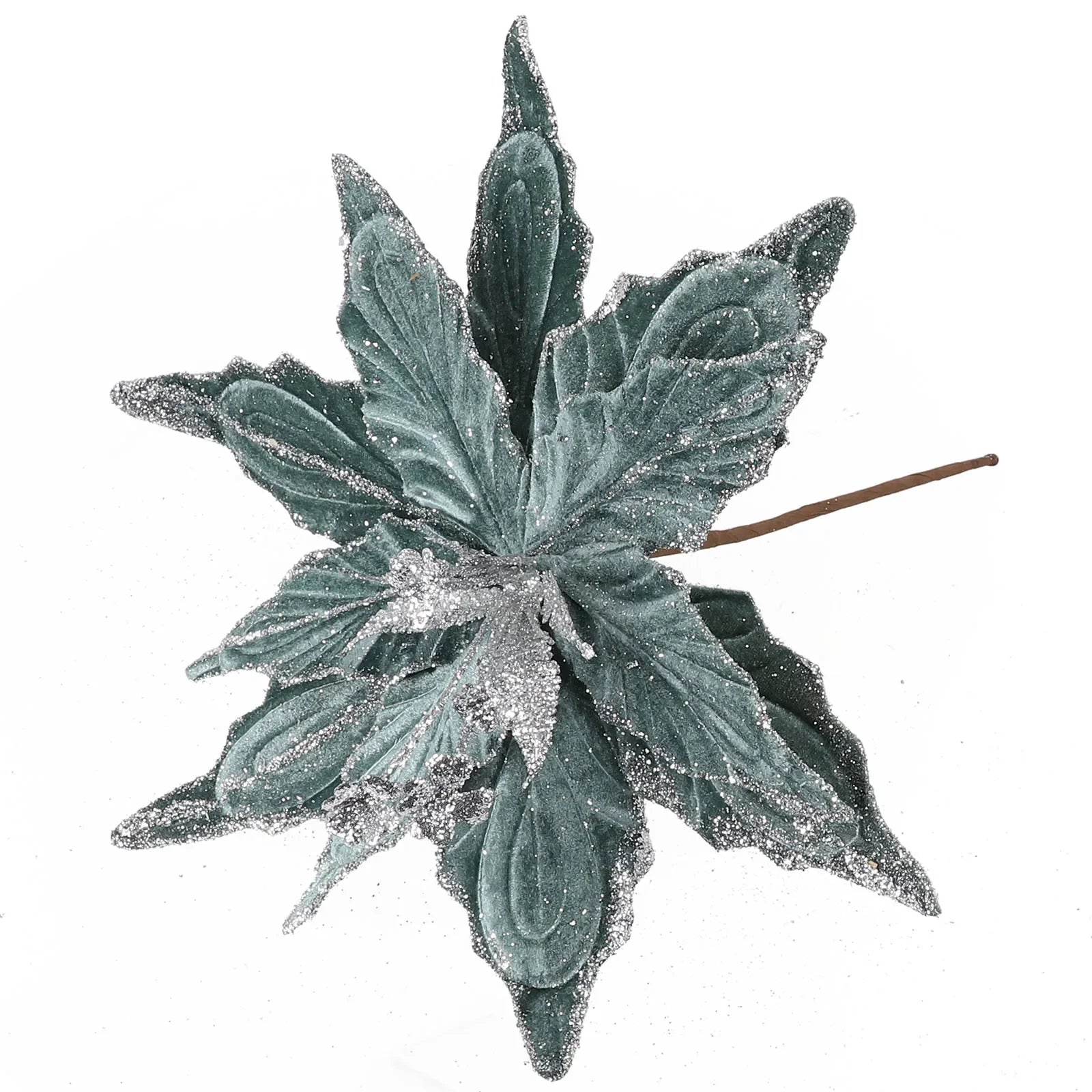 1pc Glitter Artificial Christmas Poinsettia Flowers Xmas Tree Decorations Home Fake Flowers Christmas Ornaments New Year 2024 Qme
