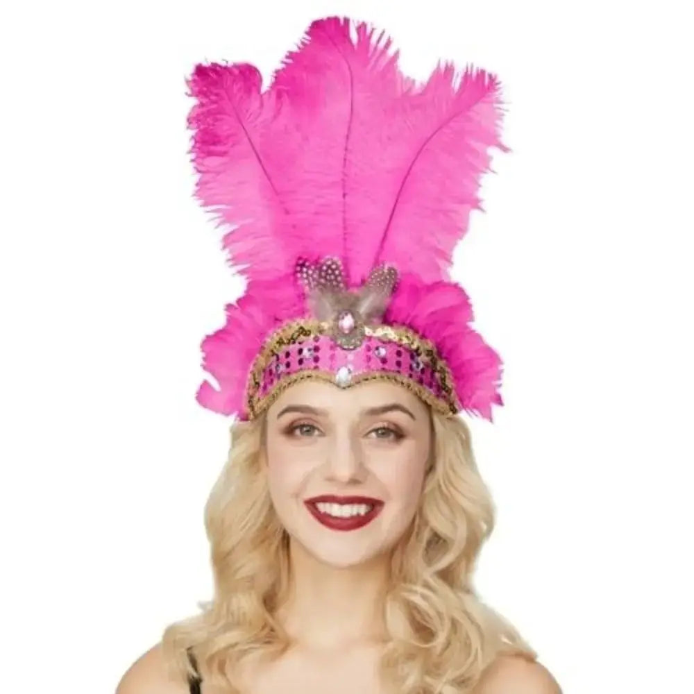 Exquisite Colorful Feather Headpiece Vintage Glitter Sequin Headband Qme