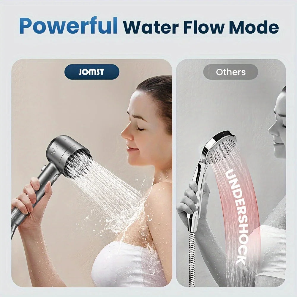 High Pressure Handheld Shower Head 3 Modes Adjustable One Click Water Stop Universal Interface Detachable Shower Sprayer Qme