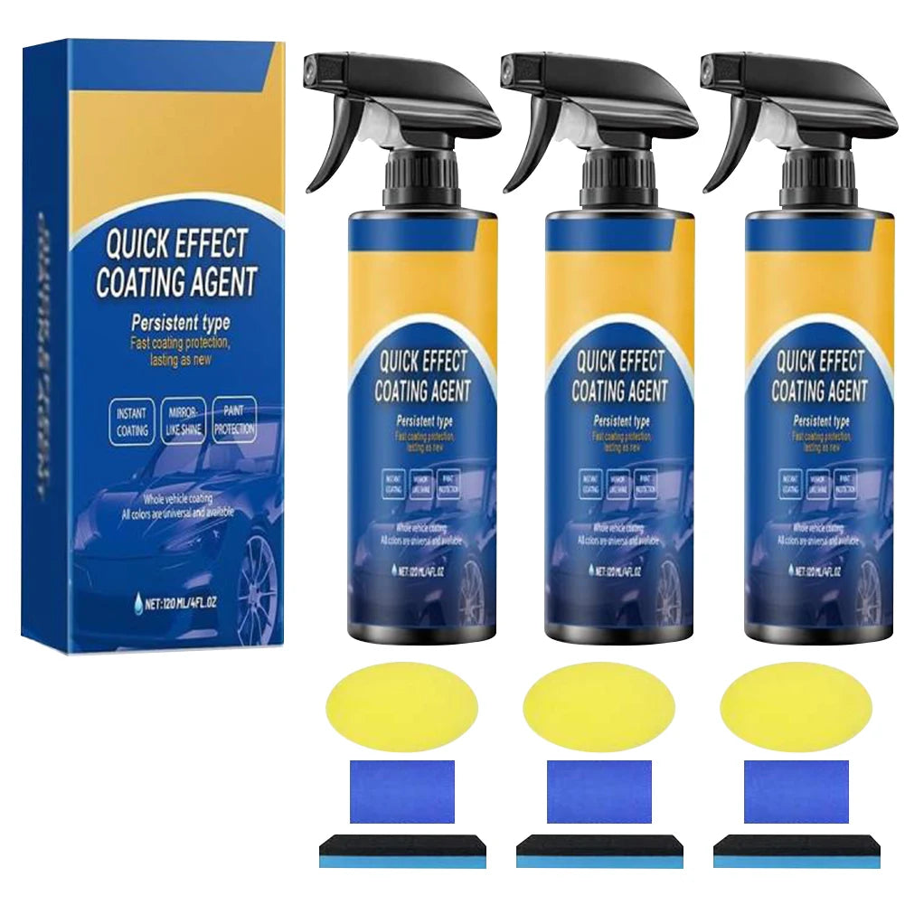 120ml Car Coating Spray High Protection Quick Effect Coating Agent Quickly Coat Car Wax for Vehicles Qme 3Pcs
