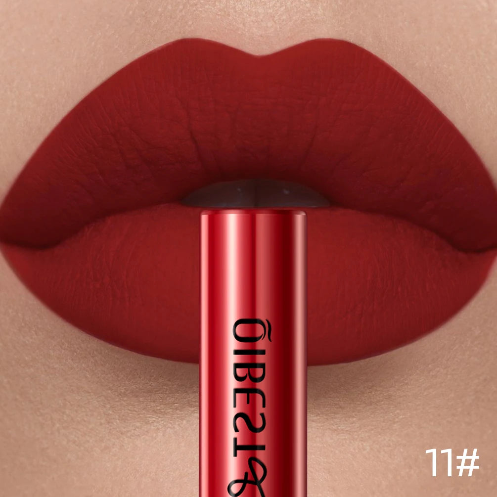 QIBEST Liquid Lipstick Waterproof Velvet Nude Matte Sexy Red Lip Gloss Long Lasting Nonstick Lip Stain Makeup 24 Colors Hots Qme 11