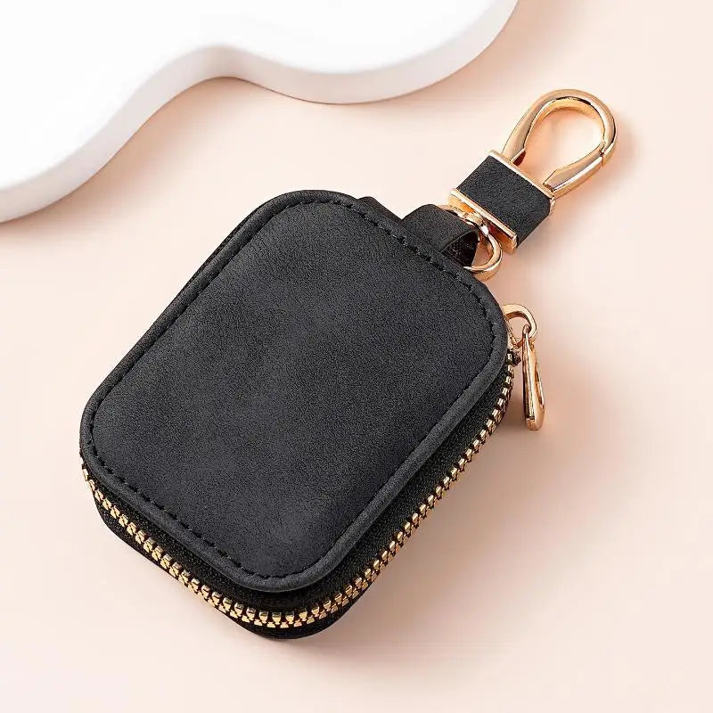 Soft Suede Lightweight Car Key Case Zipper Closure Heavy Duty Metal Qme E