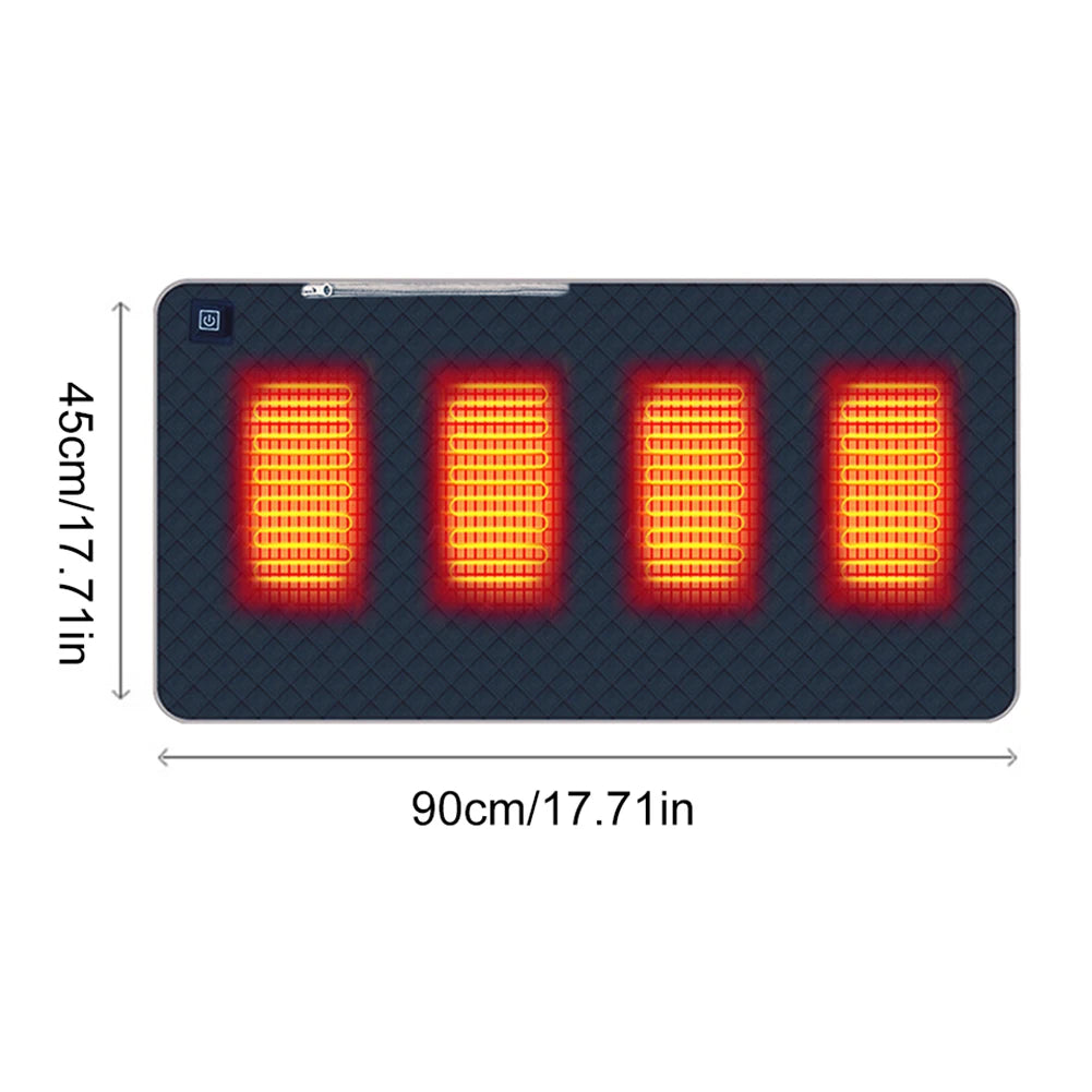 4 Heated Areas Camping Chair Heated Cushion Portable Heating Mat Cushion 3 Adjustable Temperature Type C/USB Charging for Winter Qme Navy Blue 45X90CM Oxford Cloth Autumn And Winter