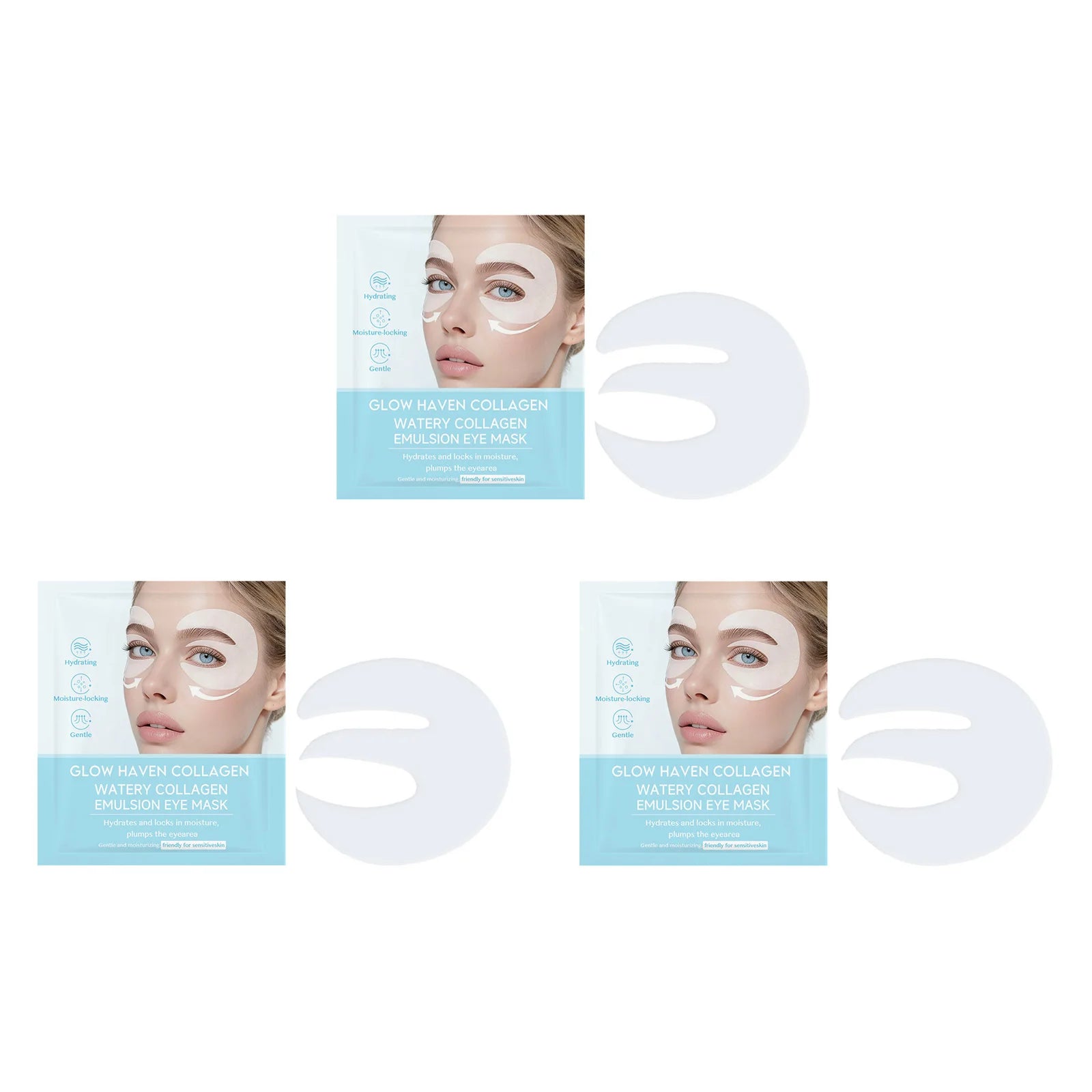 Hydrolyzed Collagen Eye Mask Hydrating Firming Anti-Wrinkle Under Eye Patches Anti Puffiness Dark Circles Soft Eye Contour Skin Qme 3Pcs