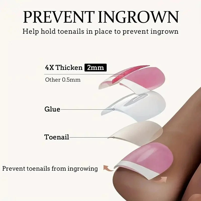 160pcs Fake Toe Nail Tips Pink French Short Square Full Cover Natural Artificial Acrylic Fake Press On Toenails For Nail Salons Qme