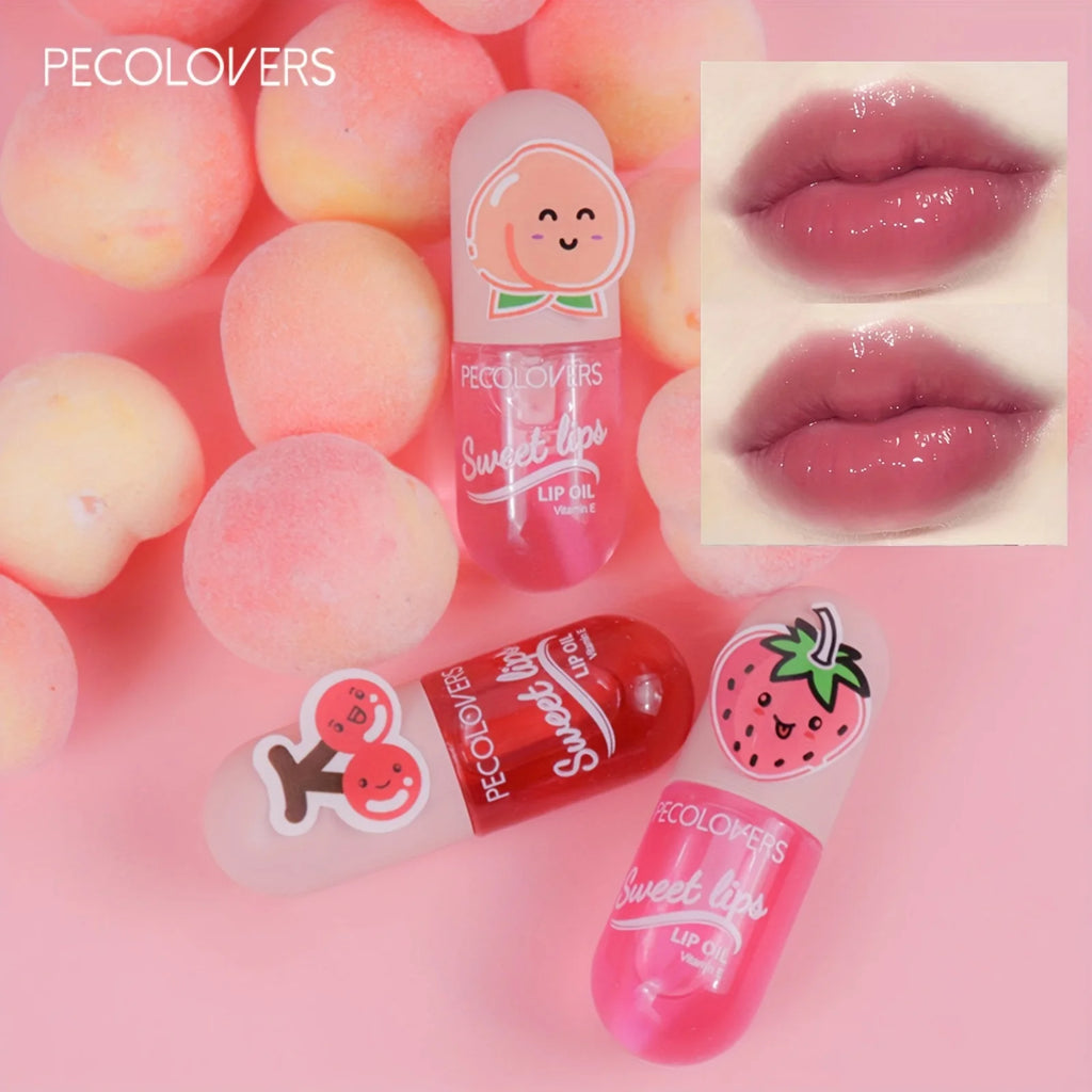 Strawberry Moisturizing Lip Gloss Peach Waterproof Glossy Long Qme