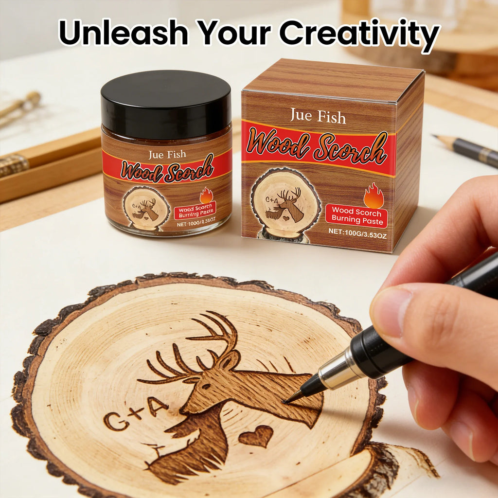 Wood Scorch Burning Paste DIY Pyrography Handmade Personalization Stimulate Creativity Interesting Combustion Effect Unique Gift Qme
