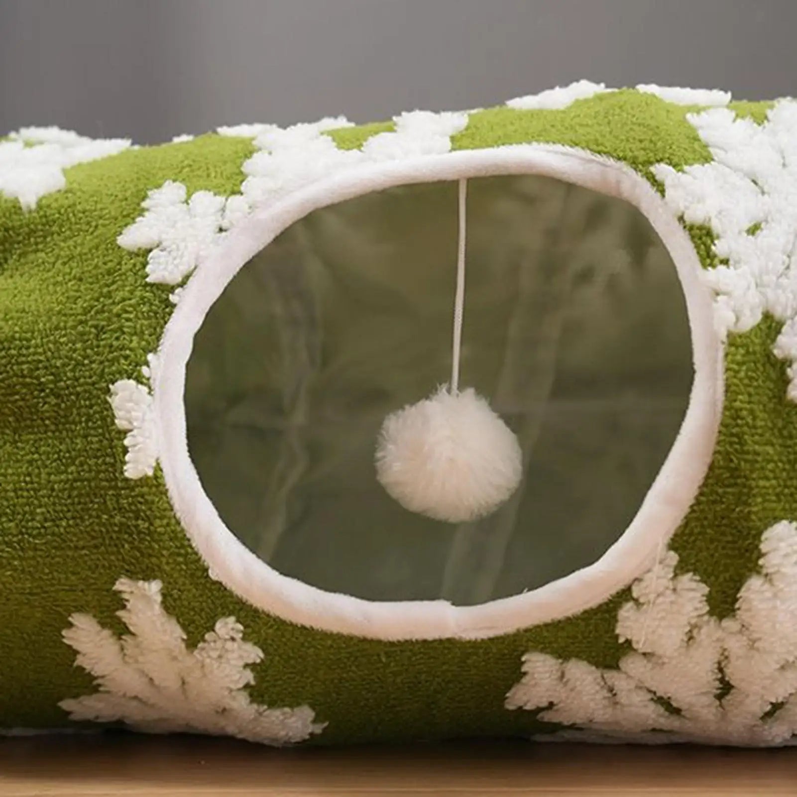 Christmas Tunnel Cat Bed Kitten Donut Nest Kitten Tunnel Cushion Indoor for Living Room Balcony Enrichment Home Bedroom Exercise Qme