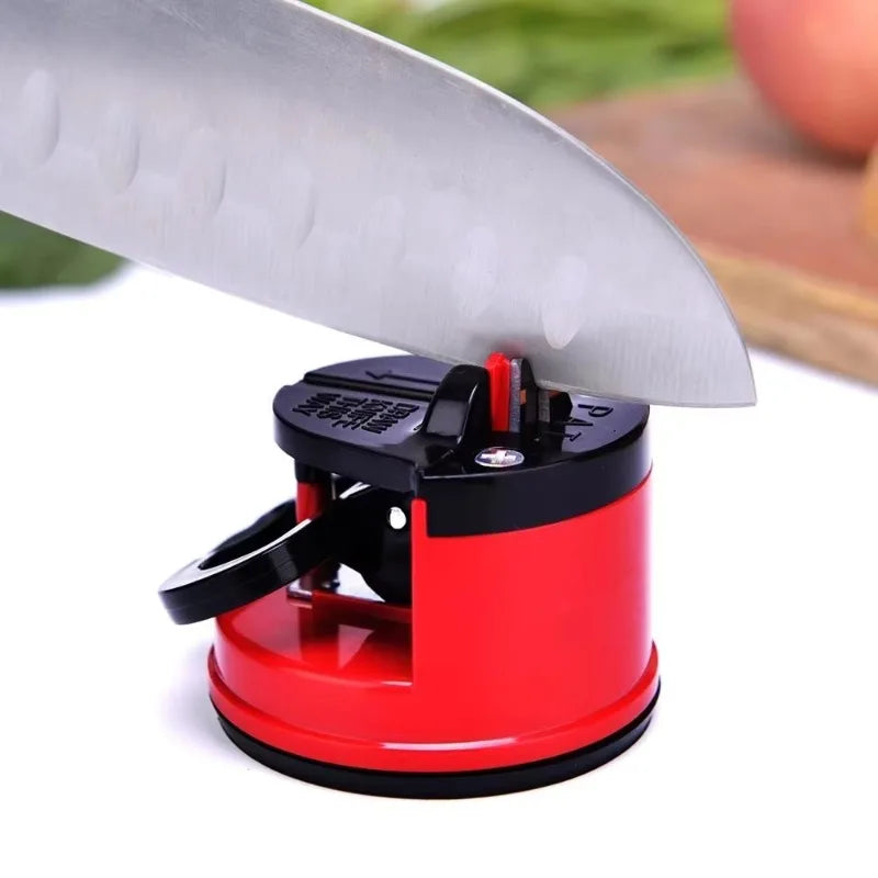 Portable Red Suction Cup Sharpener Tool Suitable Home Kitchen Friut Cut-knife Tool Outdoor Household Sharpener Accessories Qme