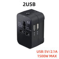 Universal Travel Adapter EU/UK/US/AU Plug Power Charger Adapter With USB Type-C PD Ports All-in-One Foldable Conversion Socket Qme 2USB