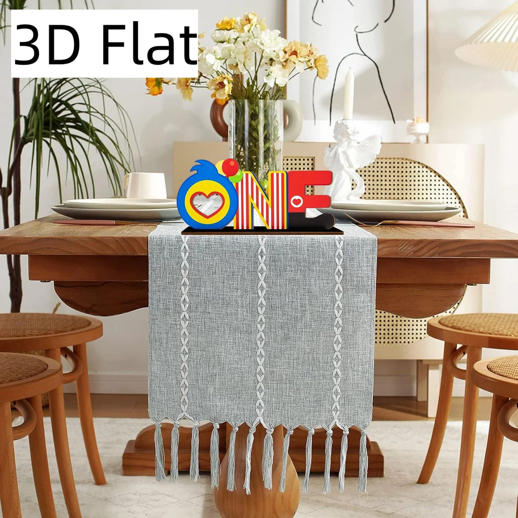 1SET 3D Carnival Wooden Desktop Ornament, Red, Blue, Yellow ONE Letters, Warm Birthday Commemorative Desktop Gift Qme MULTI