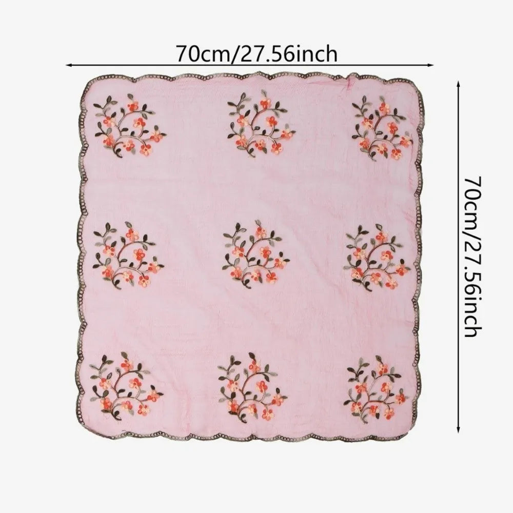 Elegant Ethnic Plum Blossom Scarf Thin Lace Square Headkercheif Hijab Qme