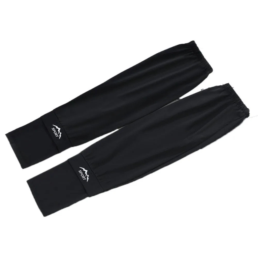 Thin Loose Ice Silk Sleeves UV Insulation Sun Protection Sunscreen Arm Sleeve Anti-UV Long-sleeved Glove Cycling Gloves Driving Qme Style B Black
