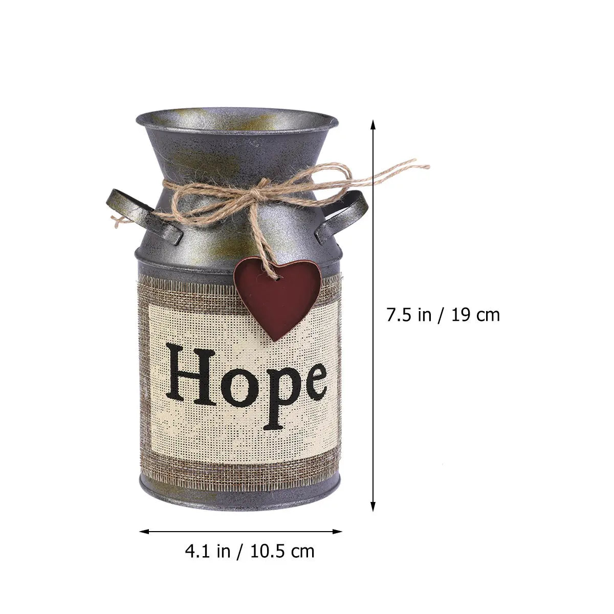 Vintage Metal Vase Retro Milk Can with Distressed Paint and Dual Handles Unique Home Office Decorative Flower Pot Qme