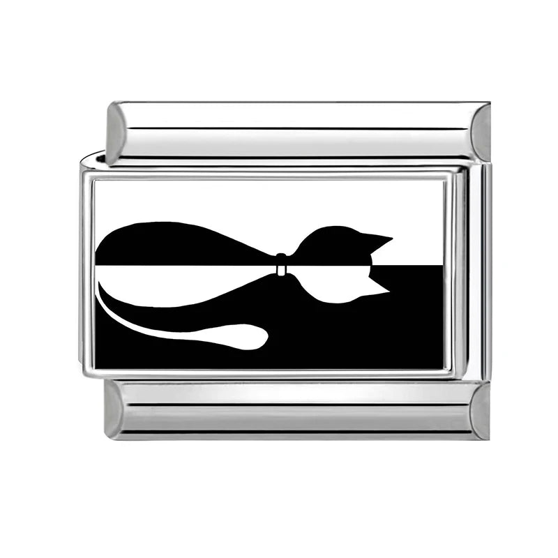 2026 New Fashion Black NO.8 Ball Cat Butterfly Italian Charms Fit 9mm Stainless Steel Women Fashion Bracelet DIY Jewelry Gifts Qme Style 9