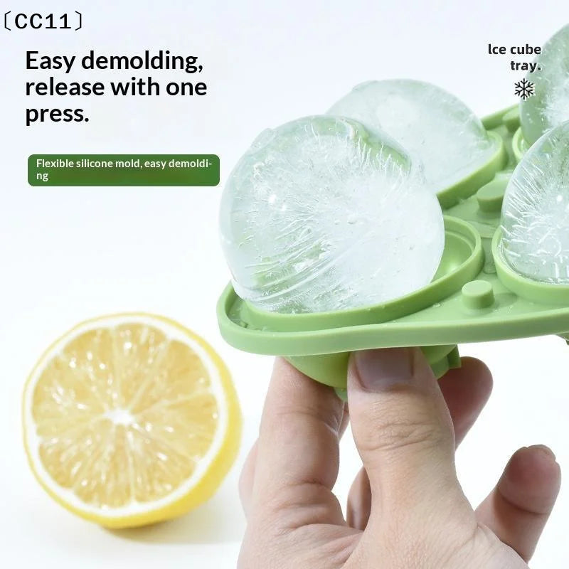 4-Hole Large Silicone Trays Big Round Sphere Ice Shape Cube Mold Tray Qme