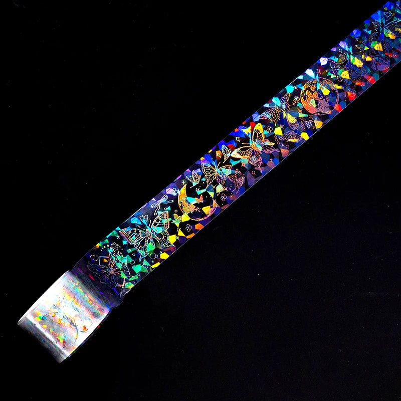 3cm*2M Laser Reflective Transparent Stickers Cool Diy Decorative Labels Scrapbooking Collage Material Diary Stationery Tape Qme B