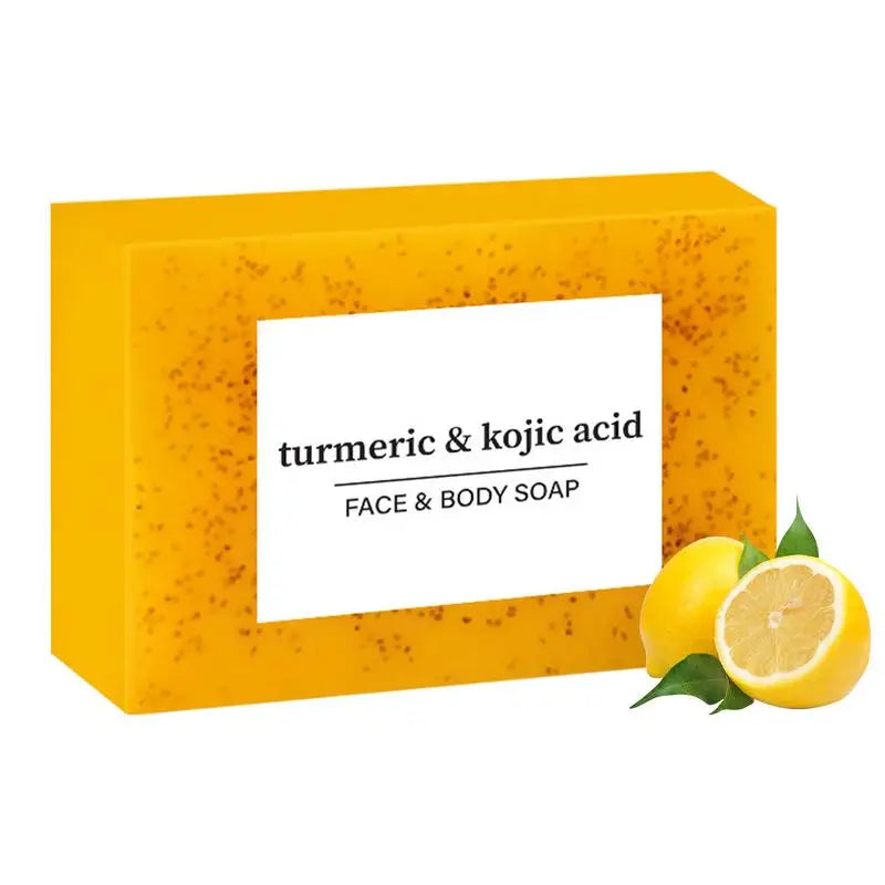 Body Soap Bar Brightening Lemon Turmeric Cleaning Lightening Dark Qme