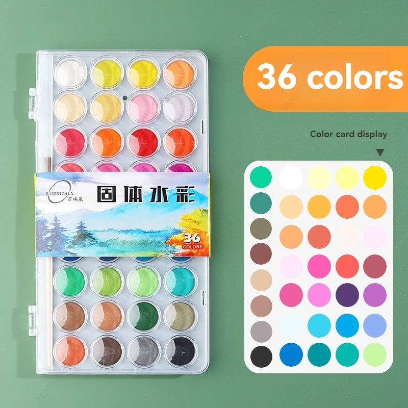12/16/28/36/48 Colors Portable Solid Watercolor Paint Set Art Supplies for Amateur Hobbyists Painting Lovers Art Drawing Tools Qme 36 colors