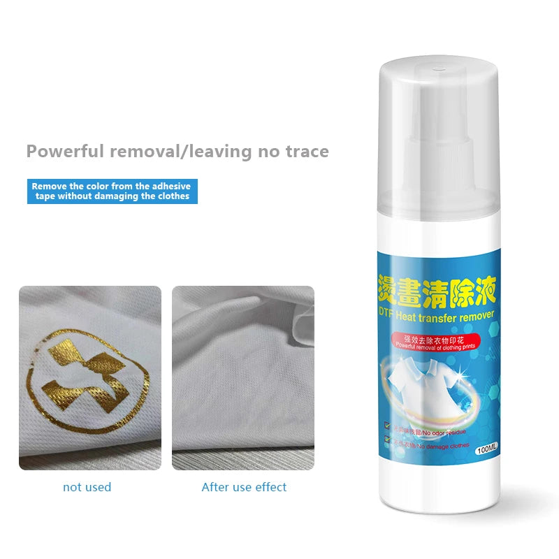 DTF Remover Direct To Film Printing Cleaning Liquid Pattern Remove Solution Adhesive Powder Remover Liquid Vinyl Glue Remover Qme