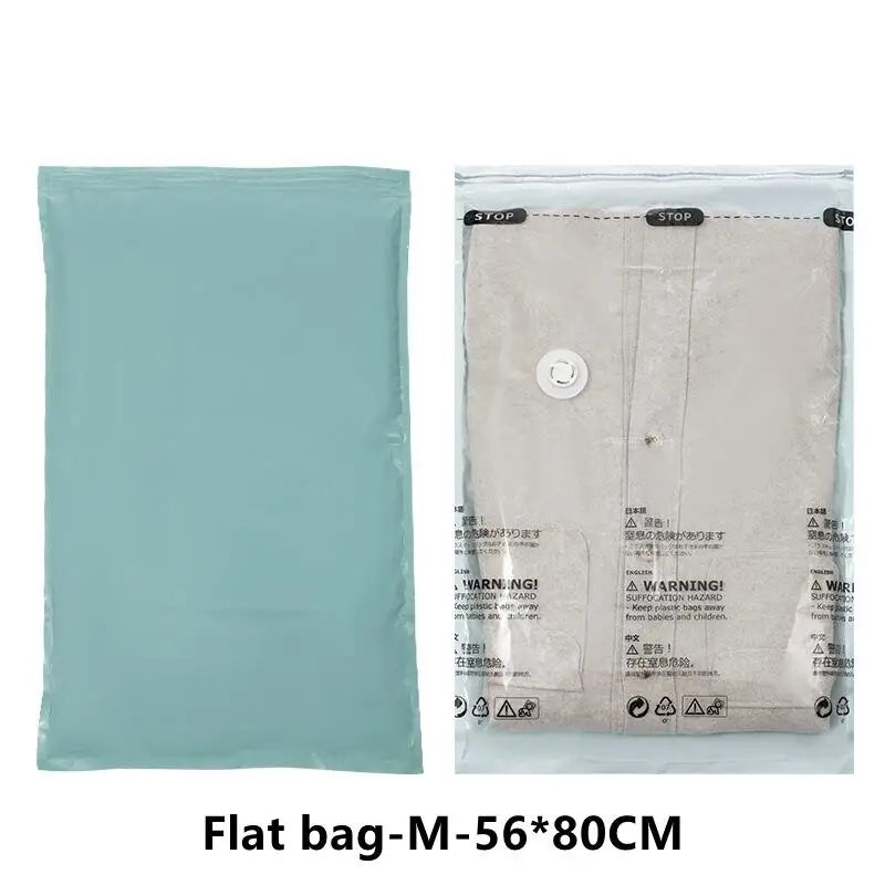 Extra Large No-Pump Vacuum Storage Compression Bags, Practical Space Saver to Store Clothes, Blankets and Bedroom Bedding Neatly Qme flat Vacuum Bag M