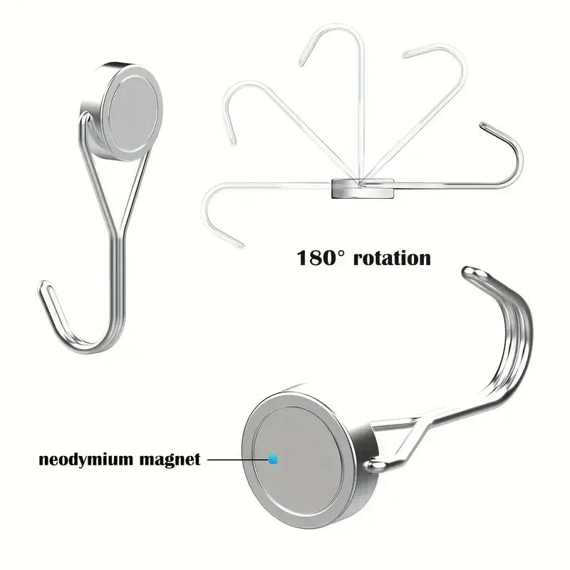 4Pcs kitchen Versatile Heavy-Duty Magnetic Hooks - 26Lbs Swivel Neodymium Magnets - Multipurpose Hanging Solutions for Home Qme