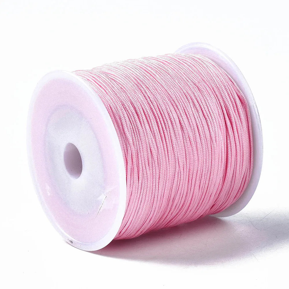 PandaHall 100m/Roll Nylon Thread Braided Chinese Knotting Cord for Jewelry Making, 0.8mm Hole String for DIY Bracelet Beading Qme
