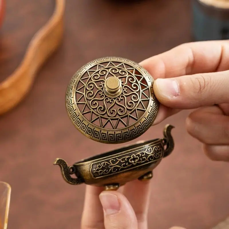 Retro Copper Incense Burner Incense Incense Burner Holder Bronze Vintage Incense Burner Charcoal Stove Luxury Stand IncenseMetal Qme
