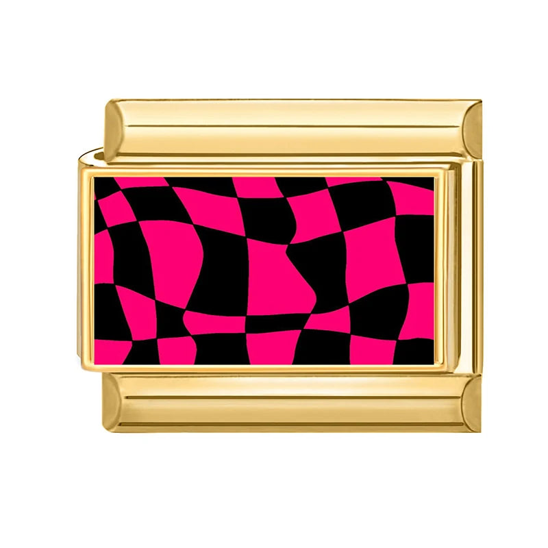 Gold Retro Black Trumpet Zebra Cow Piano Italian Charm Link Fit