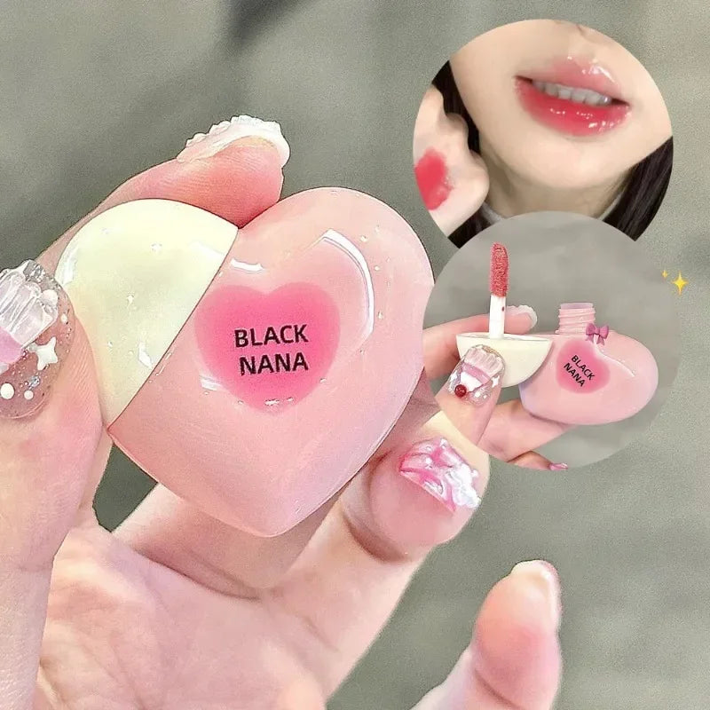 Water Gloss Jelly Lip Gloss Cute Heart-shaped Lipsticks Lasting Hydrating Plumper Lip Gloss Rose Berry Lip Tinted Lips Beauty Qme