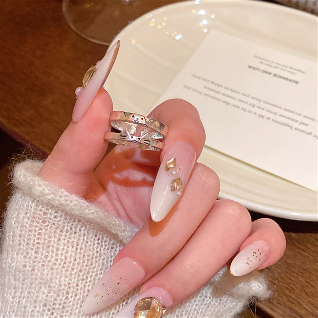 2pcs Cute Animal Dog Cat Rings for Women Men Simple Design Adjustable Cartoon Couple Rings Lovers Girlfriend Wedding Jewelry Qme