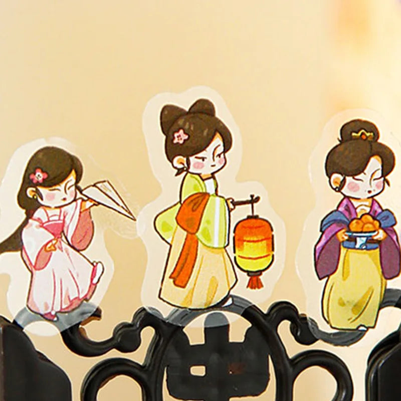 3D Landscape Stickers Chinese Style Vintage Cute Kawaii Scrapbook DIY & Handbook Decoration for Phone Case Notebook Qme
