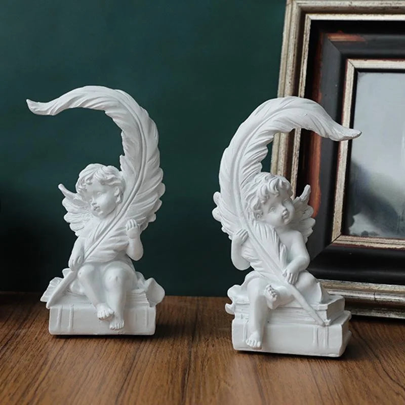 Romantic Feather Angel Ornament Living Room Desktop Cupid Decoration Qme