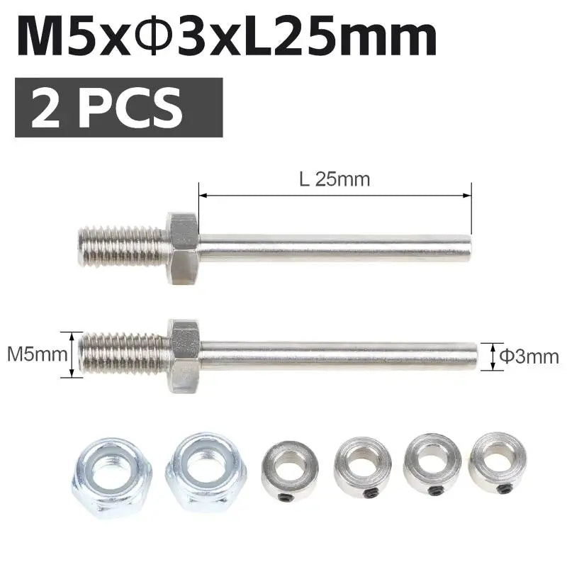 2 Pcs Wheel Axles Steel Shaft With Stop Nuts Dia 3/4/5/6MM Landing Gear Assembly M5/M6/M8 Thread Spares For RC Airplane Model Qme M5x3xL25mm