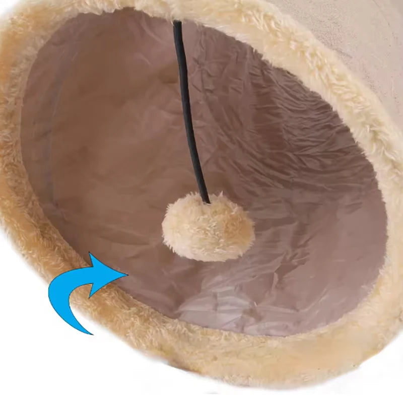 Pet Cat Plush Tunnel Foldable Suede Channel Toy for Self Entertainment and Relaxation Cat Toy Suitable for Cats to Play at Home Qme