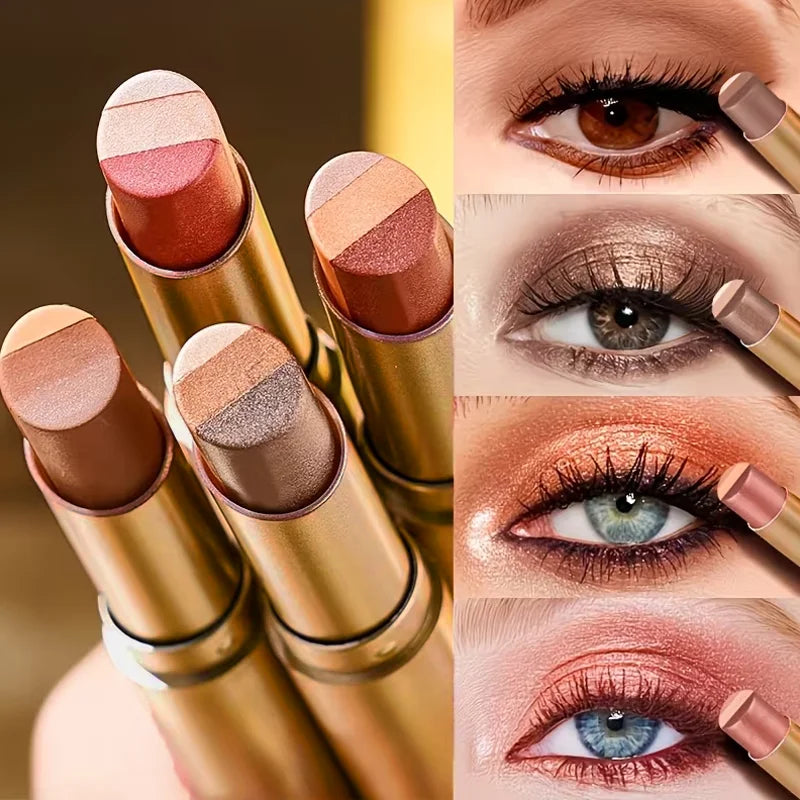 Three-color Eyeshadow Stick Shimmering Highlighter Waterproof Qme