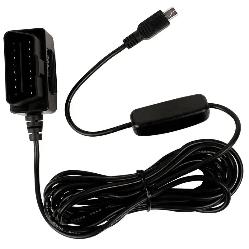 Output 5V 2A Mini Micro 5PIN USB Ports Car OBD Cigarette Adapter Lighter Power Box with 3.5m Switch Cable for Dash Cam Charging Qme