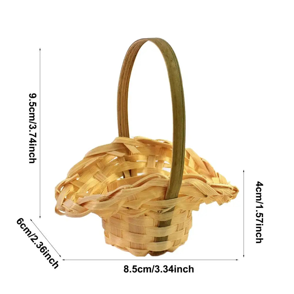 Basket For Flowers Rustic Basket with Handle Portable Miniature Woven Desktop Ornament For Garden Home Outdoor Wedding Farmhouse Qme 03